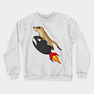 Meerkat at Flying with Rocket Crewneck Sweatshirt